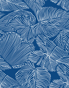 Hand drawn Brush Line Art Leaf illustration in blue background. Seamless Print Pattern Design. Apparel Fabric Garment Background. Botanical Leaf's. Women's Fashion Graphics. Tee shirt artwork. 