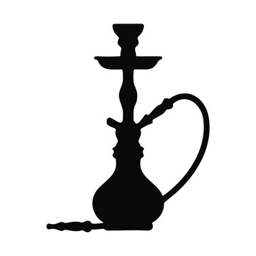 Arabic hookah silhouette vector flat illustration design.