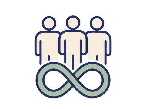 Community unity infinity symbol with people icon