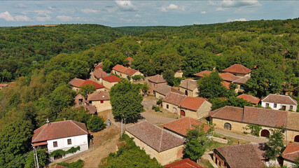 Obraz premium Old rustic vintage houses with wine cellars in Rogljevacke pivnice
