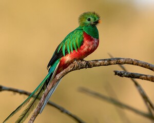 Naklejka premium Beautiful Green Quetzal Bird in Nature