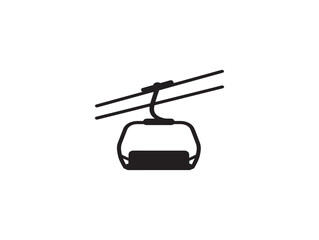 Fototapeta premium Chairlift icon silhouette. Ski resort cable car symbol for winter sports navigation.