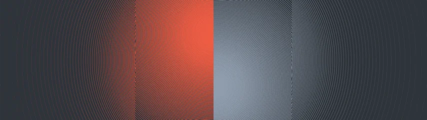 Fotobehang Sportwinkel Hypnotic geometric halftone texture divided into terracotta, and grey zones, ultrawide structured optical transition of fine spiral vectors, technical layout with contrasting striped fields  © max_776
