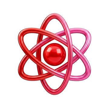 Font specimen red atomic structure molecule science chemistry physics symbol 3D icon as clean cutout