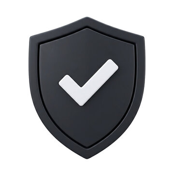 Font specimen black shield icon with white checkmark security symbol as transparent cutout