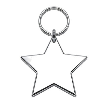 Font specimen star shaped metal keychain ring with keychain hardware accessory background fastener as PNG asset