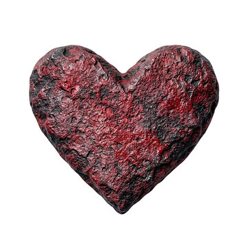 Font specimen red stone heart shape with valentine background sculpture creative affection on transparent background