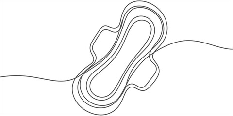 Continuous single line drawing of a feminine sanitary napkin pad for women hygiene isolated on a white background Vector, illustration © PR Logo Maker