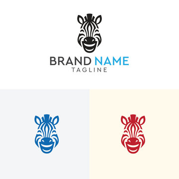 Zebra minimalist laughing animal logo