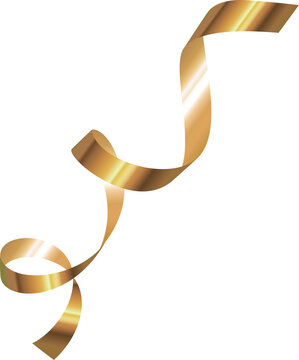 Curly golden ribbon stream vector isolated on white background