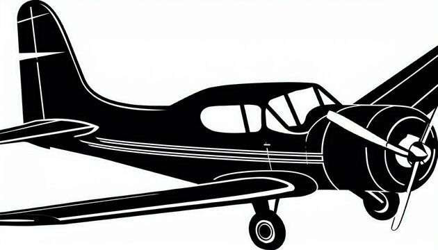 piper cherokee single engine plane silhouette on white background
