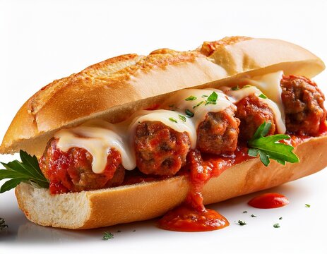  delicious meatball sub with marinara and cheese