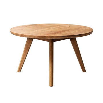 Font specimen - modern round wooden coffee table with tapered legs as PNG element