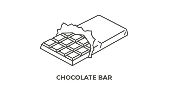 Chocolate Bar Illustration Linear Style On White Background
