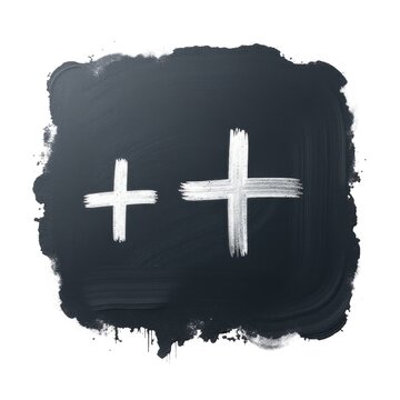 A simple illustration of a plus and minus sign in black and white