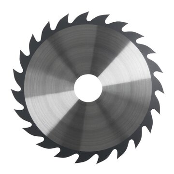 A circular saw blade on a white background
