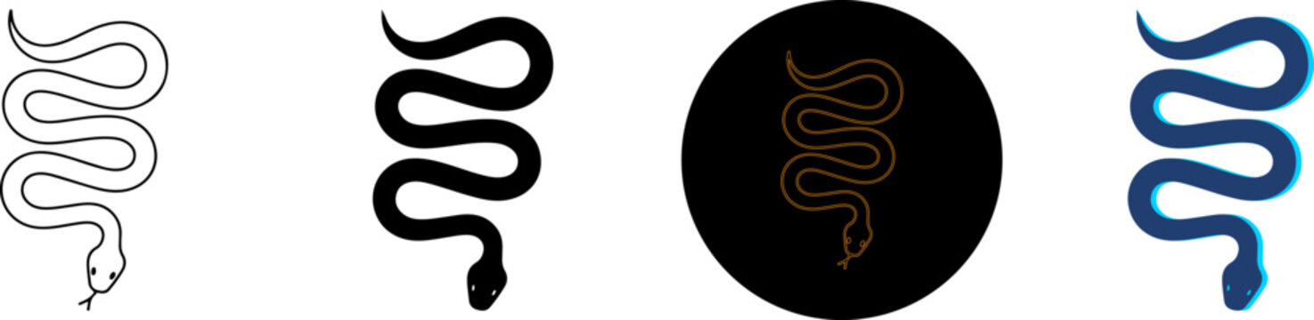 Set of four different snake icon designs