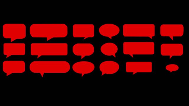 Speech Bubbles set. Speech bubbles blank isolated on black background.Motion graphics of concept