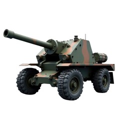 Fototapeta premium A military vehicle with a large gun mounted on its top