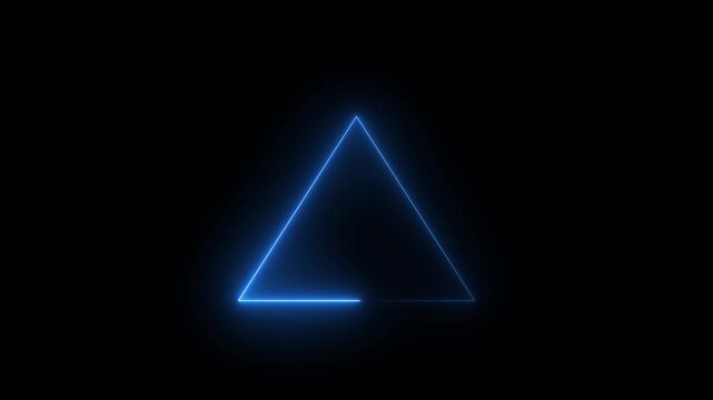 Abstract Neon triangle concept. Glowing neon triangle loop background.Motion graphics of concept