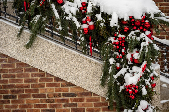 wall decorated for Christmas