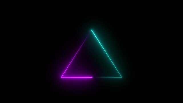 Abstract Neon triangle concept. Glowing neon triangle loop background.Motion graphics of concept