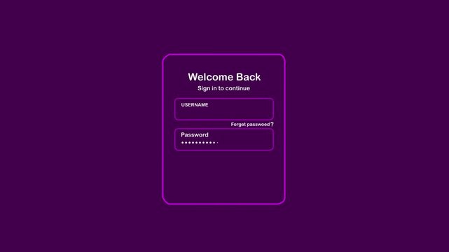 Glassmorphism login form ui element with input fields and sign in button for web development.Motion graphics of concept