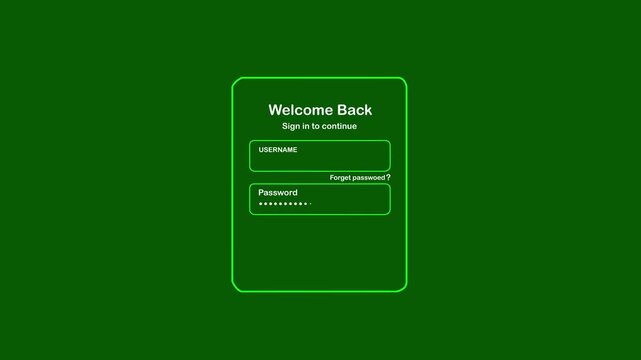 Glassmorphism login form ui element with input fields and sign in button for web development.Motion graphics of concept