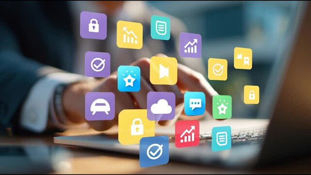 Professional business team working on a project together in the office Using innovation economic growth charts and network connections to accompany the data. in analyzing future trends