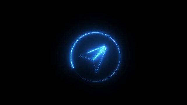 Neon telegram icon isolated on black background. motion graphic animation