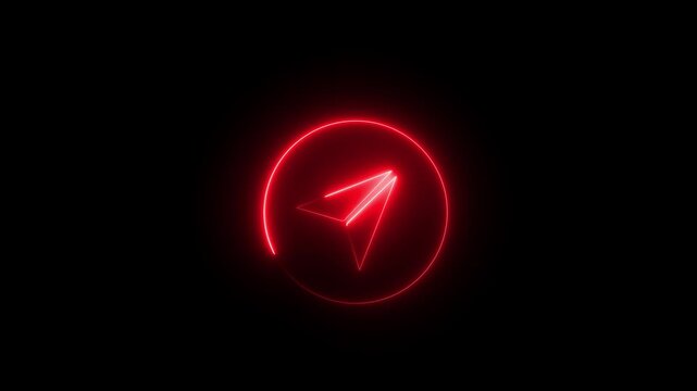 Neon telegram icon isolated on black background. motion graphic animation