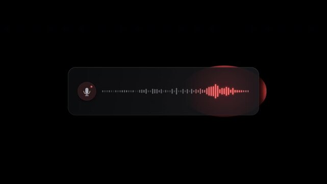 Dynamic voice message audio waveform with glowing microphone icon.