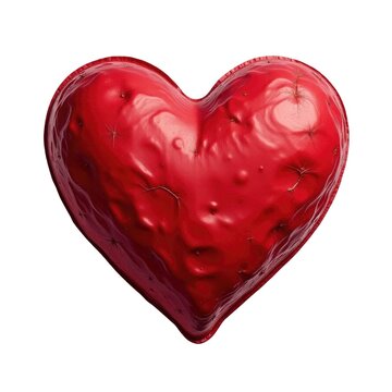 A red heart shaped object on a clean white background, perfect for love and romance themed designs