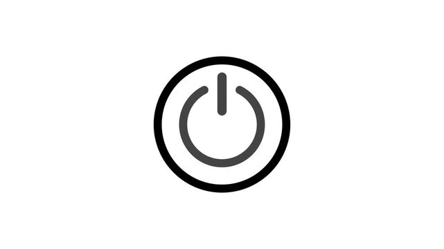 Black power reset button sign. white background. Motion Graphic concept. animation