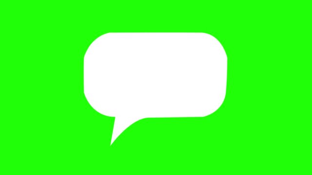 Online bubble chat messages Green Screen chroma key, pop up chat box, Text box, 3d Animation Speech Bubble Alpha channel. message box cartoon animated icon.Motion graphics of concept