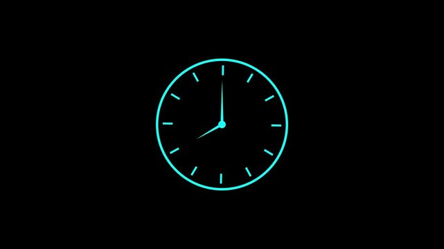 cyan sketch clock icon with subtle wiggle animation on black screen background, perfect for time, deadline, schedule, and countdown concept overlays with easy chroma key.Motion graphics of concept