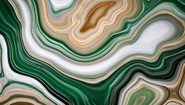 abstract agate stone texture with green beige and white layers