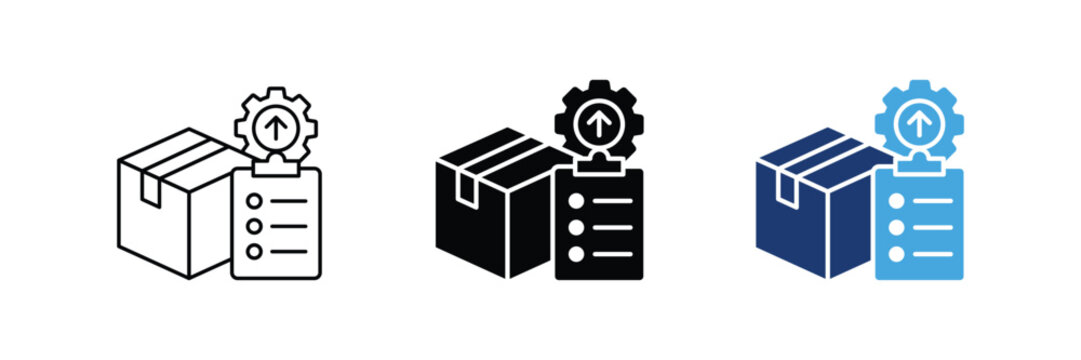 Inventory management box and order processing vector icon