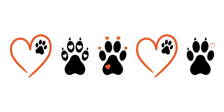 Cute paw prints combined with heart icons for pet lovers design