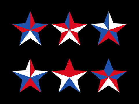 Five Colorful Stars Pattern Design with Red White and Blue