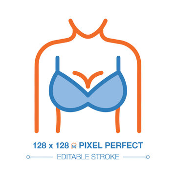 Illustrated bra graphic with editable stroke and transparent background design