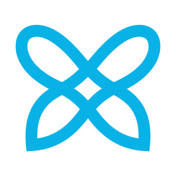 Modern abstract blue infinity or connection symbol design isolated graphic