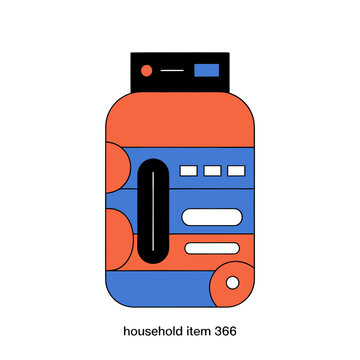 Illustration of vintage style microwave oven with colorful design elements
