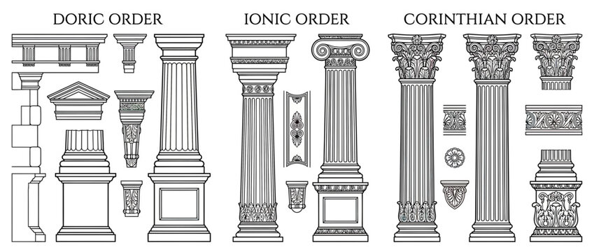 Ancient Greek Architectural Column Orders, Isolated Elements