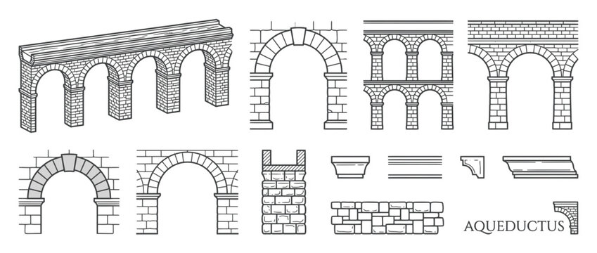 Ancient Roman Aqueduct and Arch Elements Collection