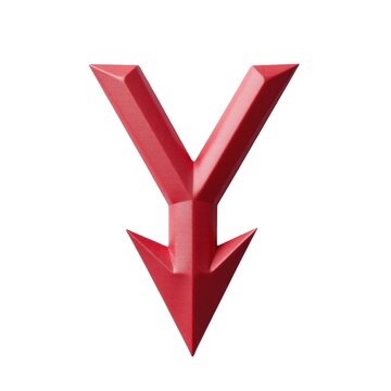 A bold red letter Y with an arrow pointing outwards, ideal for use in presentations or designs about success or direction