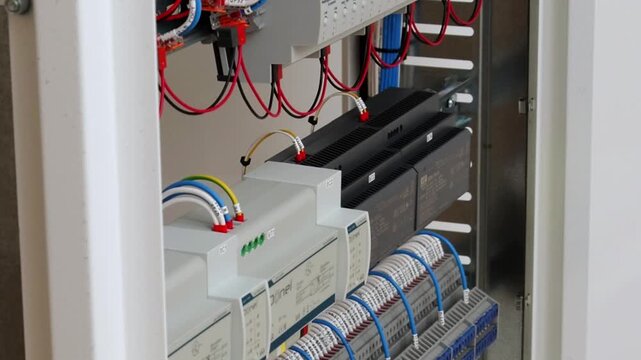 Electrical panel for organizing power supply according to the Smart Home system on KNX automation. 