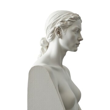 A sculpture of a woman wearing a turban, made of various materials