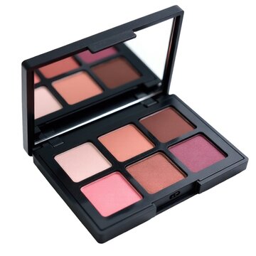 A close-up shot of a makeup palette on a white surface, great for beauty and cosmetics related uses