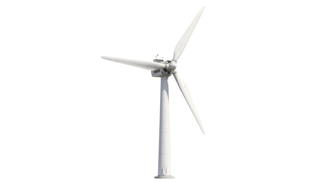 White Wind Turbine Isolated on Black Background Renewable Energy Generator for Sustainable Power and Clean Technology
